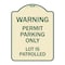 Signmission Warning Permit Parking Lot Is Patrolled Heavy-Gauge Aluminum Sign, 24" x 18", TG-1824-22713 A-DES-TG-1824-22713 - alternate 1